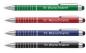 Preview: 4 Touchpen Kugelschreiber mit Gravur / aus Metall / je 1x grün,blau,schwarz,rot
