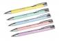 Preview: 5 Kugelschreiber "Pastell" aus Metall mit Gravur / lila,blau,mint,rosa,gelb