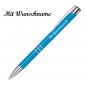 Preview: 50 Kugelschreiber aus Metall mit Namensgravur - Farbe: hellblau