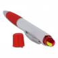 Preview: 5x Kugelschreiber / mit dreifarbigen Textmarker / Farbe: weiß-rot
