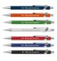 Preview: 7 Kugelschreiber aus Metall mit Gravur und Applikationen / 7 verschiedene Farben