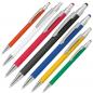 Preview: 7 Touchpen Kugelschreiber aus Metall / gummiert / 7 verschiedene Farben
