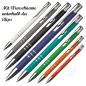 Preview: 8 schlanke Kugelschreiber mit Namensgravur - aus Metall - 8 verschiedene Farben