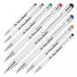 Preview: 8 Touchpen Kugelschreiber mit Namensgravur - aus Metall - 8 Stylusfarben