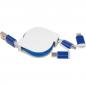 Preview: Ausziehbares Ladekabel mit iOS, C-Type und Micro USB Anschluss / Farbe: blau