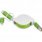 Preview: Ausziehbares Ladekabel mit iOS, C-Type und Micro USB Anschluss / Farbe: grün