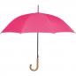 Preview: Automatik-Regenschirm mit Holzgriff und Holzspitzen / Farbe: pink