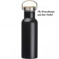 Preview: Doppelwandige Edelstahl Trinkflasche mit Namensgravur - 500ml - Farbe: schwarz