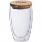 Preview: Doppelwandiges Glas mit Namensgravur - Füllvermögen: 500 ml - mit Bambusdeckel