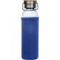 Preview: Flasche aus Glas mit Neoprenüberzug / 600ml / Neoprenfarbe: blau