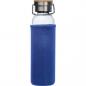 Preview: Flasche aus Glas mit Neoprenüberzug / 600ml / Neoprenfarbe: blau