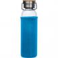 Preview: Flasche aus Glas mit Neoprenüberzug / 600ml / Neoprenfarbe: hellblau