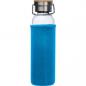 Preview: Flasche aus Glas mit Neoprenüberzug / 600ml / Neoprenfarbe: hellblau