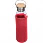 Preview: Flasche aus Glas mit Neoprenüberzug / 600ml / Neoprenfarbe: rot