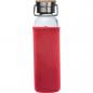 Preview: Flasche aus Glas mit Neoprenüberzug / 600ml / Neoprenfarbe: rot
