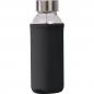 Preview: Glas Trinkflasche mit schwarzen Neoprenüberzug / 300ml / Farbe: transparent