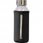 Preview: Glas Trinkflasche mit schwarzen Neoprenüberzug / 300ml / Farbe: transparent