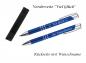 Preview: Glücks-Kugelschreiber mit beidseitiger Gravur / mit Velouretui / Farbe: blau