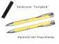 Preview: Glücks-Kugelschreiber mit beidseitiger Gravur / mit Velouretui / pastell gelb
