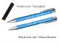 Preview: Glücks-Kugelschreiber mit beidseitiger Gravur mit Velouretui / Farbe: mittelblau