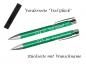 Preview: Glücks-Kugelschreiber mit beidseitiger Gravur mit Velouretui / Farbe: mittelgrün