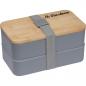 Preview: Große Brotdose mit Namensgravur - Lunchbox - 2-stöckig - mit Besteck - grau