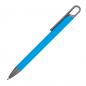 Preview: Gummierter Soft Touch Gel Kugelschreiber aus Metall / Farbe: hellblau