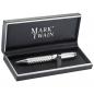 Preview: hochwertiger Kugelschreiber Mark Twain mit Namensgravur - silbernes Karbondesign