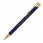Preview: Kugelschreiber aus Metall mit Gravur / goldene Applikationen /Farbe: dunkelblau