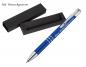 Preview: Kugelschreiber aus Metall mit Gravur / mit Pappetui / Farbe: blau