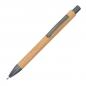 Preview: Kugelschreiber mit Gravur / aus Bambus mit anthrazitfarbenen Applikationen