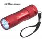 Preview: LED Taschenlampe mit Namensgravur - mit 9 LED - aus Aluminium - Farbe: rot