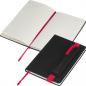 Preview: Notizbuch / DIN A5 / mit PU-Einband / 192 linierte Seiten / Farbe: schwarz-rot