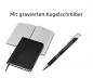 Preview: Notizbuch + Kugelschreiber mit Gravur / DIN A5 / 192 S. kariert / Farbe: schwarz