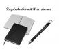 Preview: Notizbuch + Kugelschreiber mit Namensgravur - 192 S. kariert A5 - Farbe: schwarz