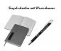 Preview: Notizbuch + Kugelschreiber mit Namensgravur - A5 - 192 S. kariert - Farbe: grau