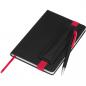 Preview: Notizbuch mit Gravur / DIN A5 / mit PU-Einband / liniert / Farbe: schwarz-rot