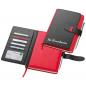 Preview: Notizbuch mit Visitenkartenmappe mit Namensgravur - DIN A5 - aus PU - Farbe: rot