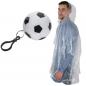 Preview: Regenponcho in einer Kunststoffkugel in Fußballoptik / mit Karabinerhaken