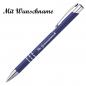 Preview: Schlanker Kugelschreiber mit Namensgravur - aus Metall - Farbe: blau