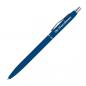 Preview: Schlanker Metall-Kugelschreiber mit Namensgravur - gummiert - Farbe: blau