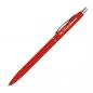 Preview: Schlanker Metall-Kugelschreiber mit Namensgravur - gummiert - Farbe: rot