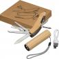 Preview: Set bestehend aus Akku-Taschenlampe und Taschenmesser aus Bambus