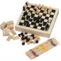 Preview: Spieleset in einer Holzbox mit Schach, Mikado, Dame, Domino