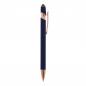 Preview: Touchpen Kugelschreiber "Roségold" mit Gravur / aus Metall / Farbe: dunkelblau
