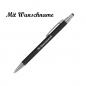 Preview: Touchpen Kugelschreiber aus Metall mit Namensgravur - gummiert - Farbe: schwarz