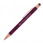 Preview: Touchpen Kugelschreiber mit Gravur / aus Metall / Farbe: rosegold-bordeaux