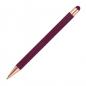 Preview: Touchpen Kugelschreiber mit Gravur / aus Metall / Farbe: rosegold-bordeaux