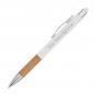 Preview: Touchpen Kugelschreiber mit Gravur / mit Bambusgriffzone / Farbe: weiß
