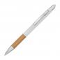 Preview: Touchpen Kugelschreiber mit Gravur / mit Bambusgriffzone / Farbe: weiß